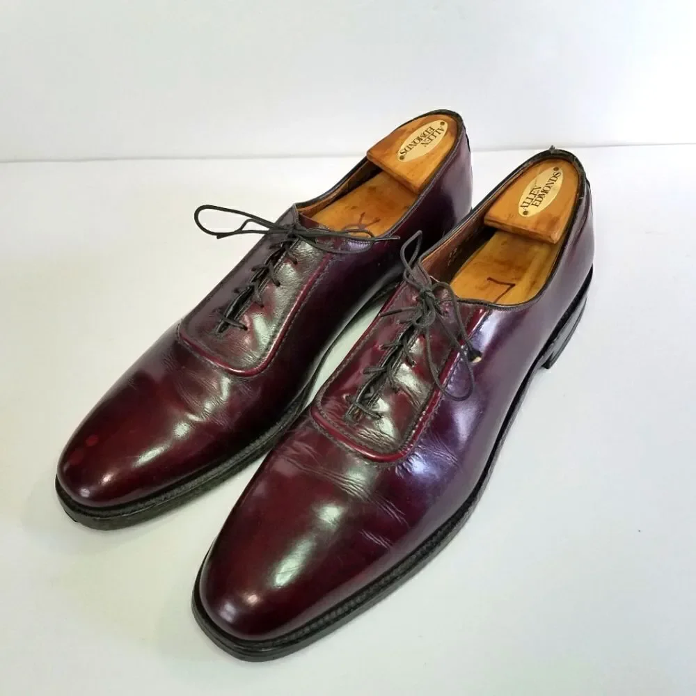 Allen Edmonds Brown Leather Derby Shoes Belgium 7374 Men's Dress Shoe